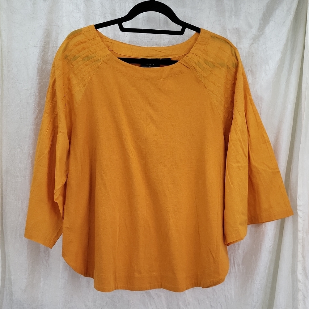 MAEVE Anthropologie Yellow Cotton Tunic Top Bell Sleeve.